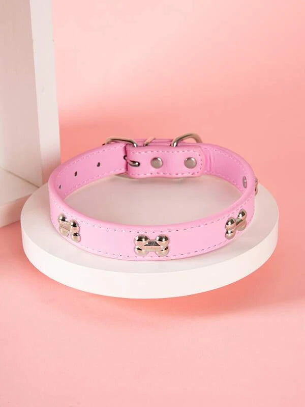 Bone Decor Dog Collar (Pink)
