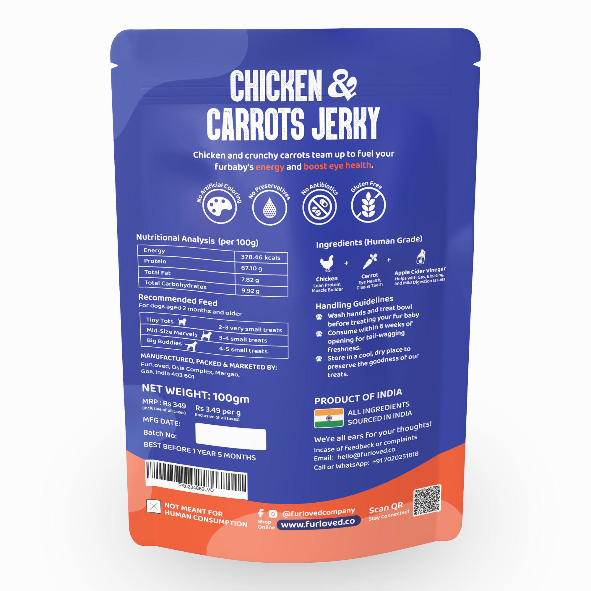 Chicken & Carrot Jerky – Natural & Nutritious Dog Treats