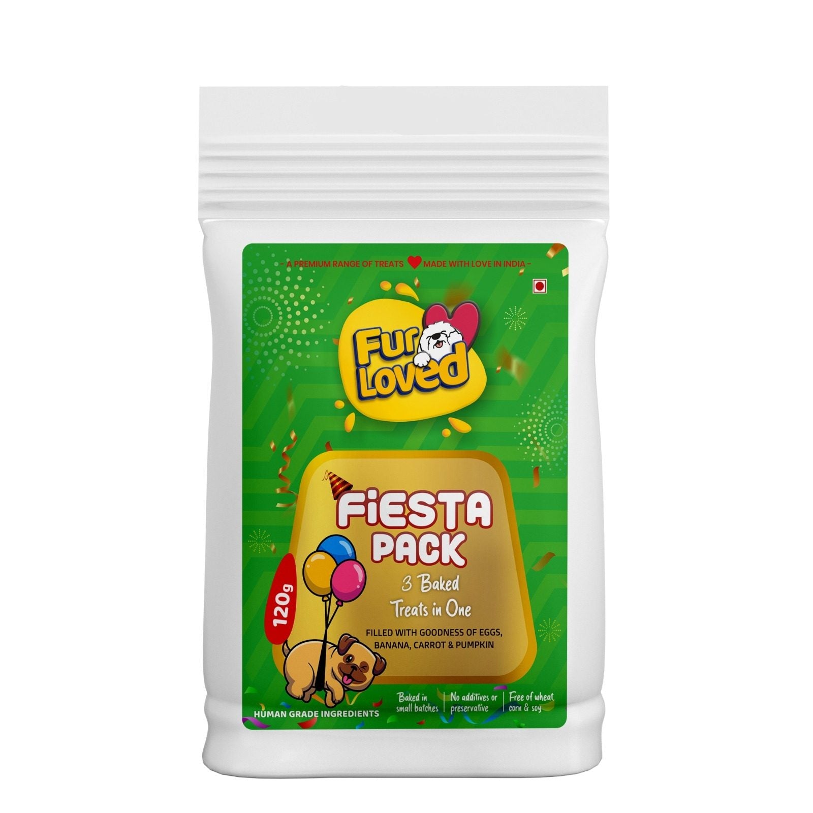 Product image of Fiesta Pack - 3 Baked Treats in One - Filled with goodness of eggs, banana, carrot & pumpkin