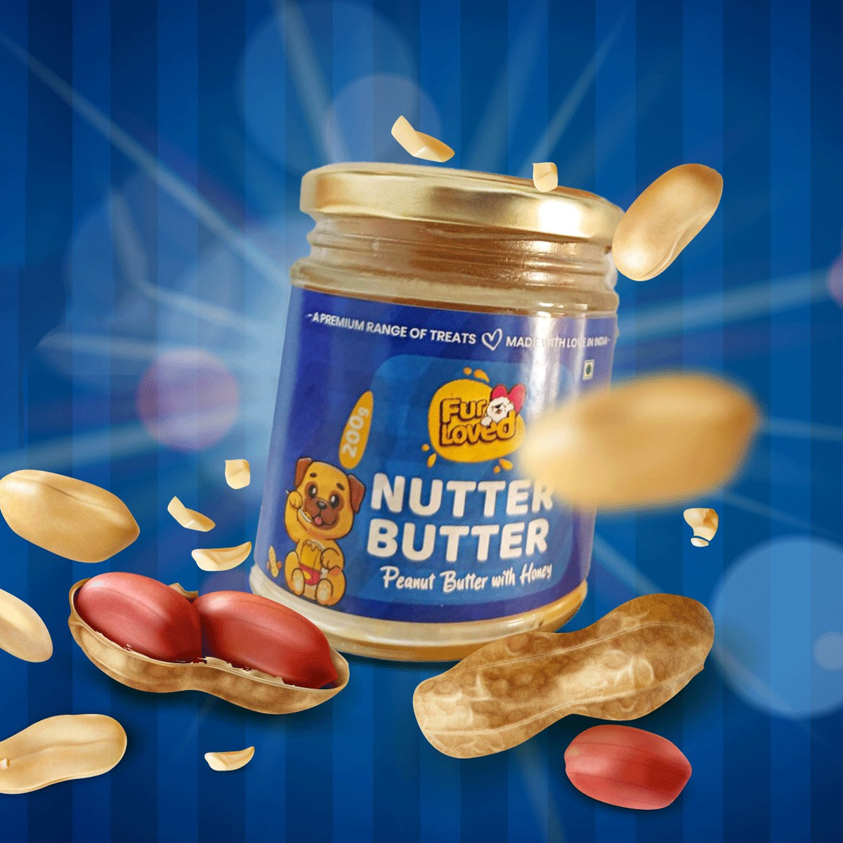 Healthy dog peanut butter, all natural ingredients, gluten-free treat